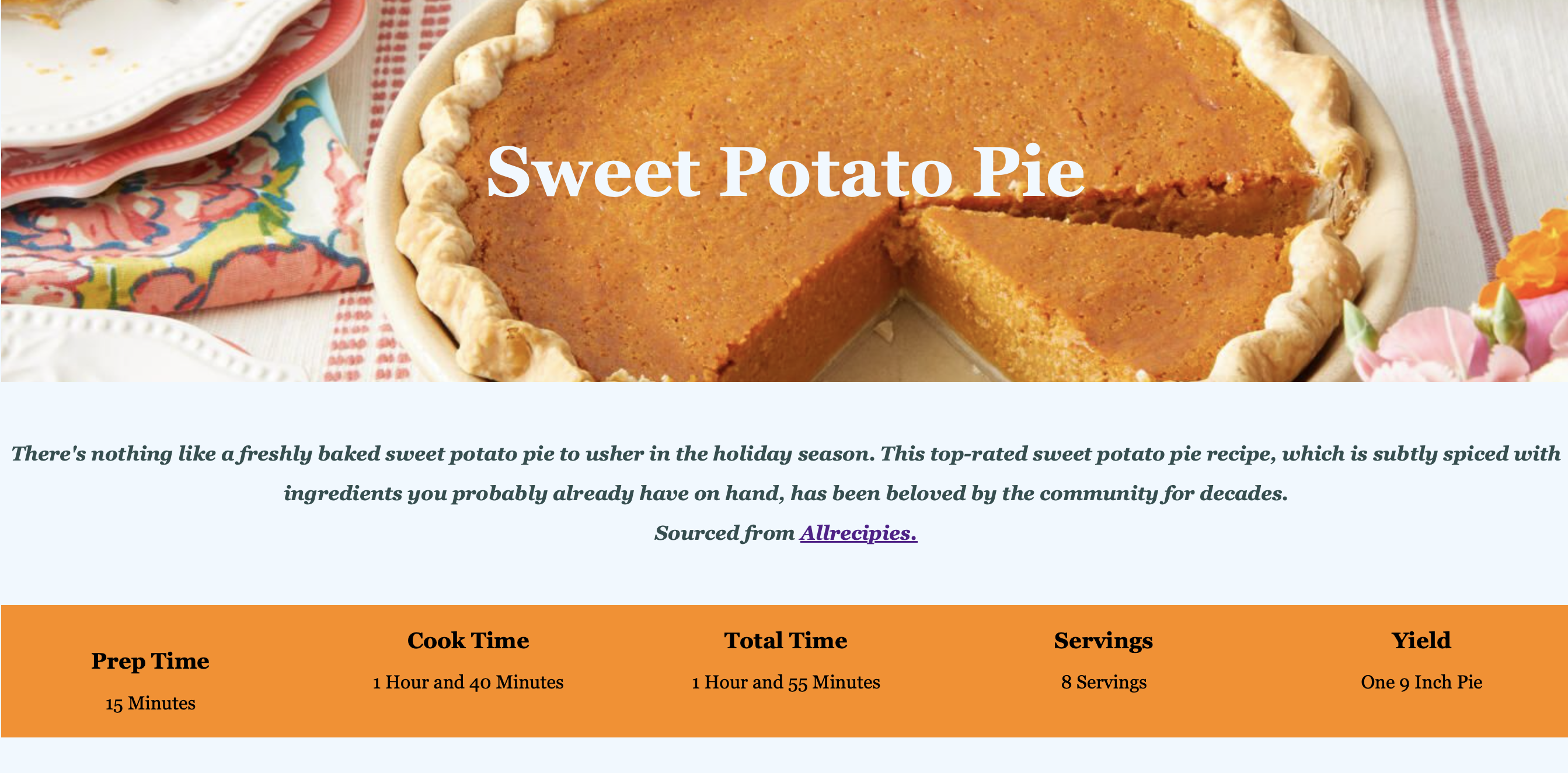 Recipe Page Preview
